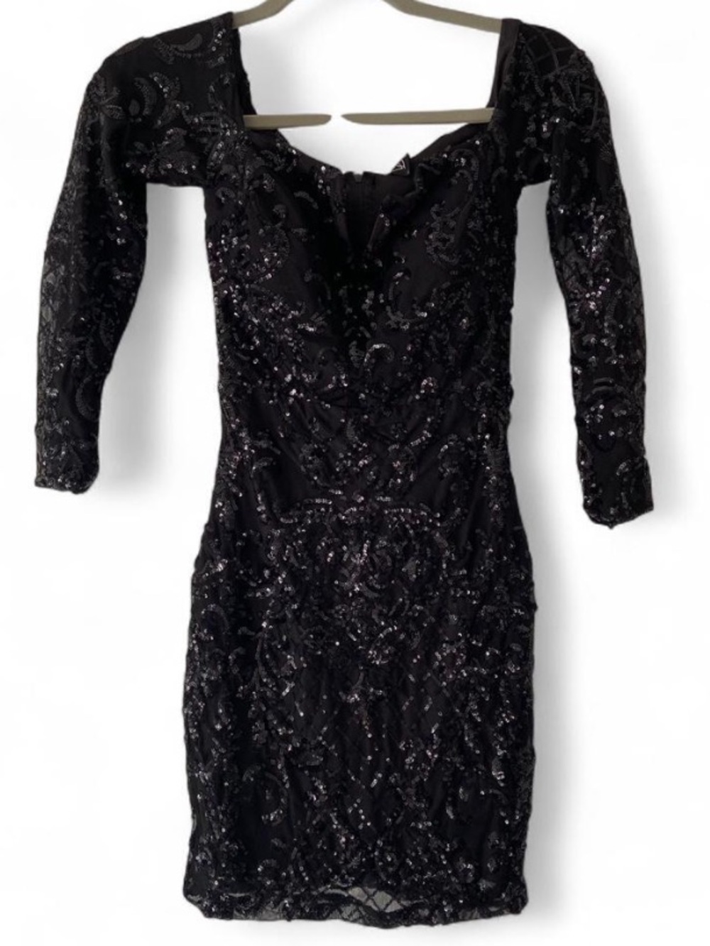 Windsor Black Sequin Long-Sleeve Bodycon Dress